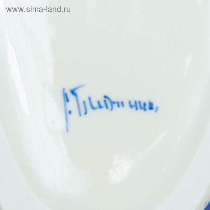 Конфетница "Лебедь гжельский", гжель, фарфор, 18х20 см