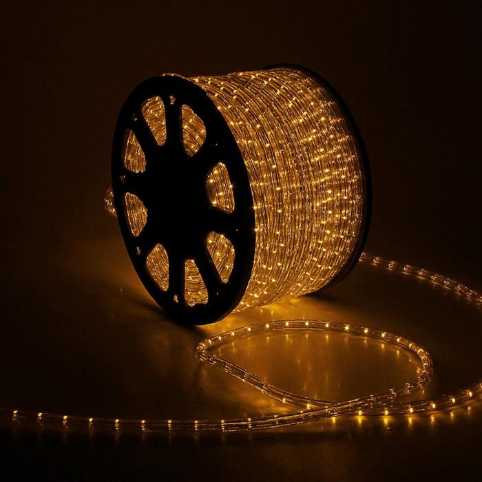 Световой шнур Luazon Lighting 13 мм, IP65, 100 м, 36 LED/м, 220 В, 3W, чейзинг, свечение жёлтое Световой шнур Luazon Lighting 13 мм, IP65, 100 м, 36 LED/м, 220 В, 3W, чейзинг, свечение жёлтое