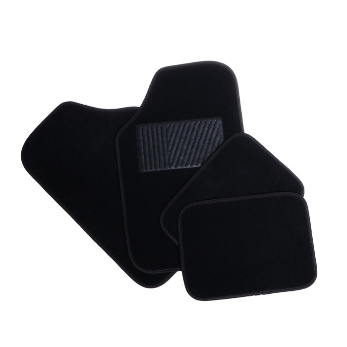 Коврики автомобильные TORSO, ворс, 62×42 см, 43×30 см, черный, набор 4 шт Коврики автомобильные TORSO, ворс, 62×42 см, 43×30 см, черный, набор 4 шт