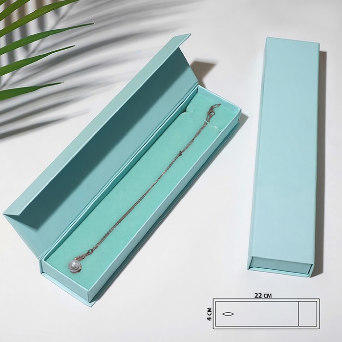 Коробочка подарочная под браслет/цепочку/часы «Тиффани», 22,5×5 (размер полезной части 22×4,5см), цвет голубой Коробочка подарочная под браслет/цепочку/часы «Тиффани», 22,5×5 (размер полезной части 22×4,5см), цвет голубой