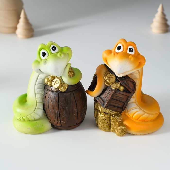 Копилка полистоун Копилка полистоун "Змейка с богатствами" МИКС 8,5х6х10,5 см