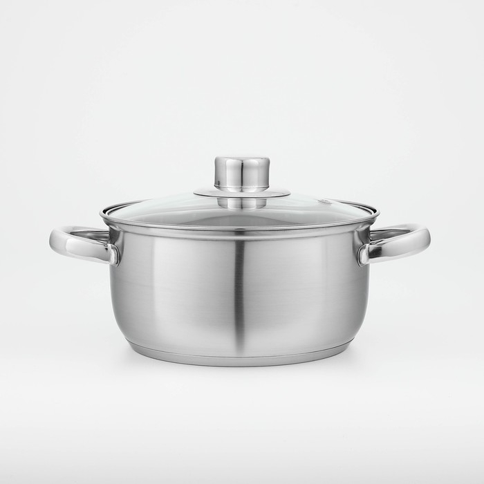 Кастрюля из нержавеющей стали Доляна «Гретте», 2,3 л, d=18 см, с крышкой, капсульное дно, индукция Кастрюля из нержавеющей стали Доляна «Гретте», 2,3 л, d=18 см, с крышкой, капсульное дно, индукция