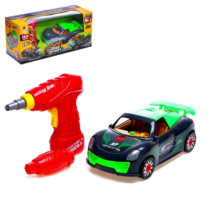 Конструктор винтовой «Спорткар», с электрическим шуруповёртом, свет и звук, 24 детали Конструктор винтовой «Спорткар», с электрическим шуруповёртом, свет и звук, 24 детали