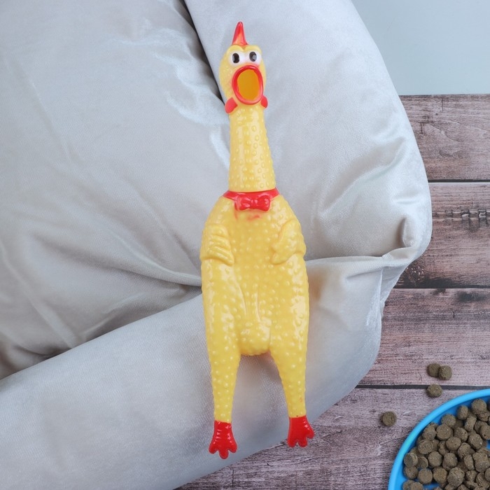 Игрушка пищащая  Игрушка пищащая "Задумчивая курица XL" для собак, 41 см, жёлтая