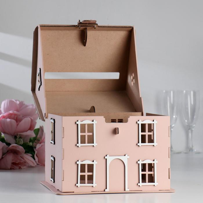 Семейный банк Семейный банк "Дом №2", 24,5х24х28 см, белый-пудровый