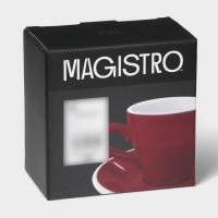 Кофейная пара фарфоровая Magistro Coffee time, 2 предмета: чашка 80 мл, блюдце d=12,5 см, цвет красный