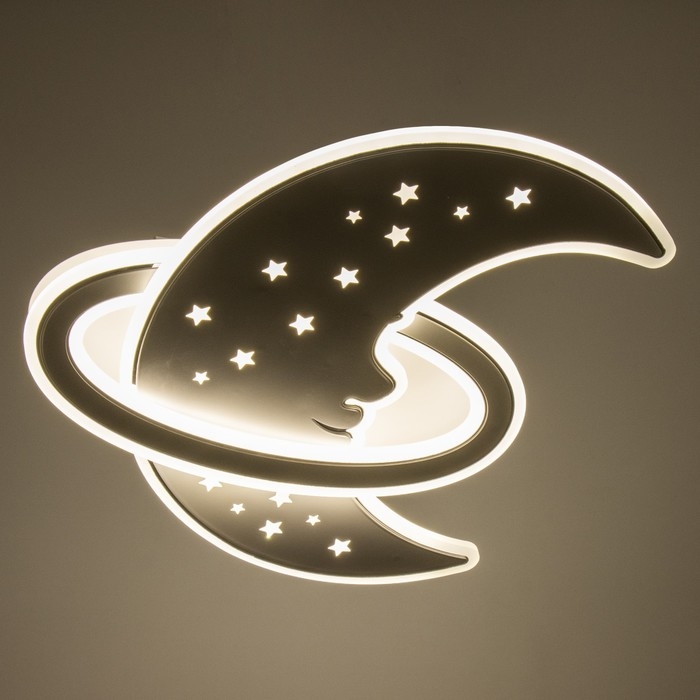 Люстра с ПДУ Люстра с ПДУ "Месяц" LED 145Вт 3000-6000К диммер белый 50х50х8 см BayerLux