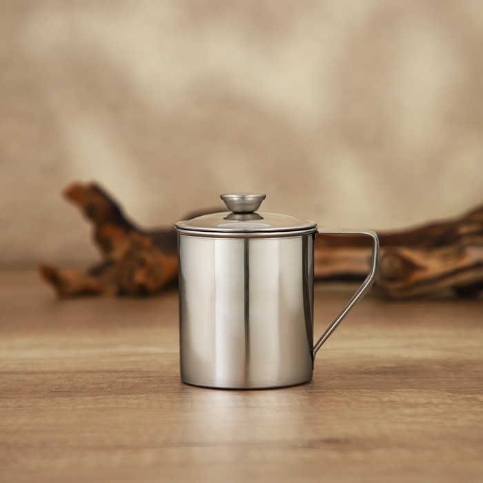 Кружка из нержавеющей стали Доляна «Индия» «Тарун», 300 мл, 11×7,7×10 см, с крышкой Кружка из нержавеющей стали Доляна «Индия» «Тарун», 300 мл, 11×7,7×10 см, с крышкой