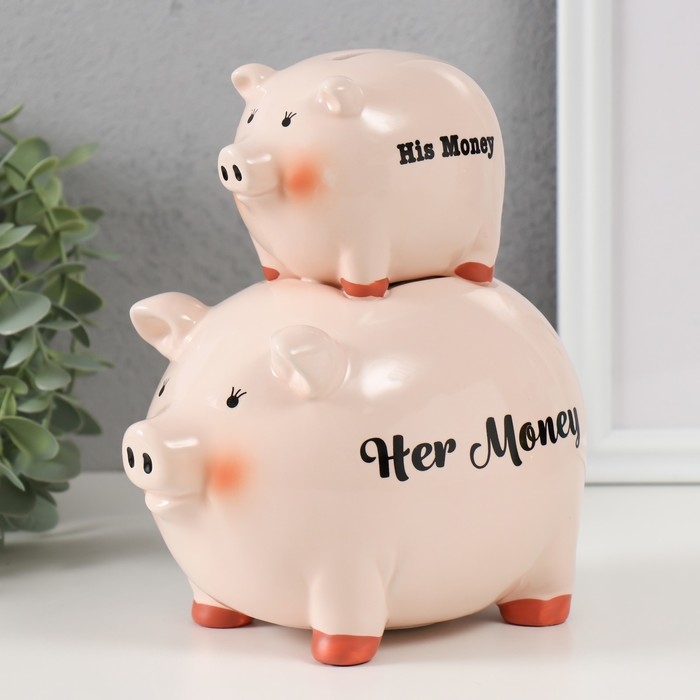 Копилка керамика Копилка керамика "Две свинки - пирамида" 19,5х12х18,8 см