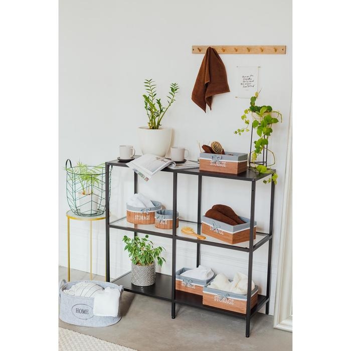 Корзина для хранения Доляна Storage, 15&times;15&times;9 см, малая, дерево, цвет коричневый, серый