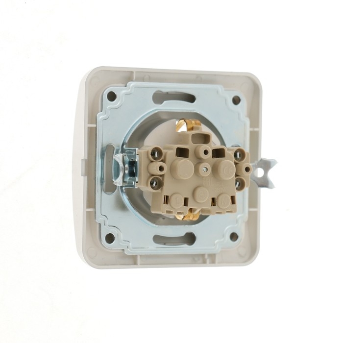 Розетка одноместная со шторкой Luazon Lighting  Розетка одноместная со шторкой Luazon Lighting "Орион", 16 А, скрытая, с з/к, серебристая