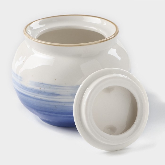 Сахарница фарфоровая с крышкой Доляна «Космос», 400 мл, цвет синий Сахарница фарфоровая с крышкой Доляна «Космос», 400 мл, цвет синий