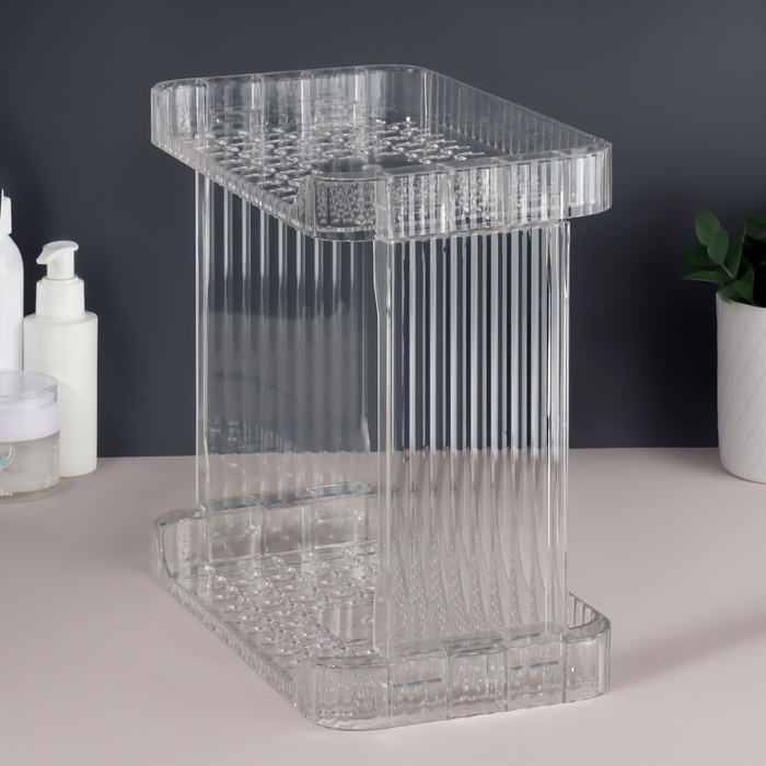 Органайзер для хранения «CRISTAL», 2 секции, 28 × 15 × 26 см, цвет прозрачный