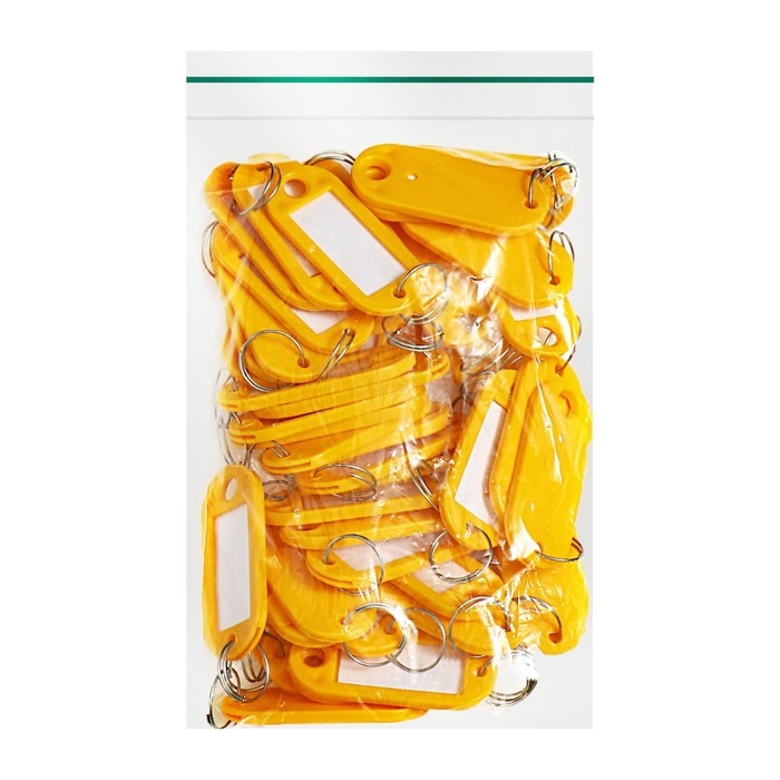 Набор брелоков для ключей, 50 штук, 53 мм, цвет желтый Набор брелоков для ключей, 50 штук, 53 мм, цвет желтый