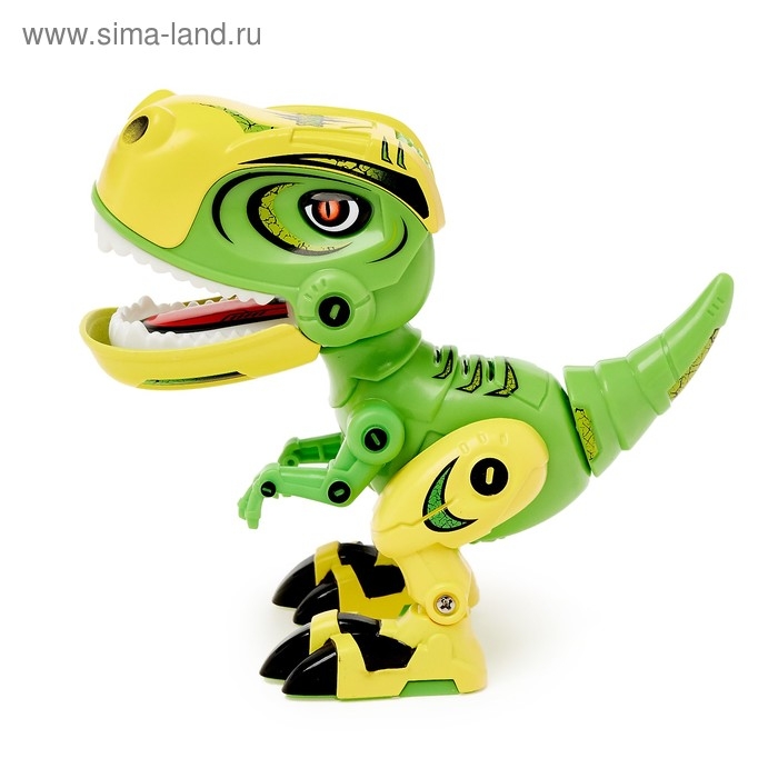 Робот динозавр «Минизаврик», интерактивный: реагирует на касания, звук, свет, на батарейках, цвета МИКС