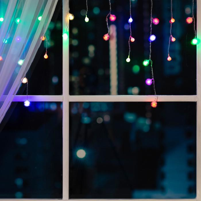 Гирлянда «Бахрома» 1.8 × 0.5 м с насадками «Шарики и ёжики», IP20, прозрачная нить, 48 LED, свечение мульти (RG/RB), мигание, 220 В Гирлянда «Бахрома» 1.8 × 0.5 м с насадками «Шарики и ёжики», IP20, прозрачная нить, 48 LED, свечение мульти (RG/RB), мигание, 220 В