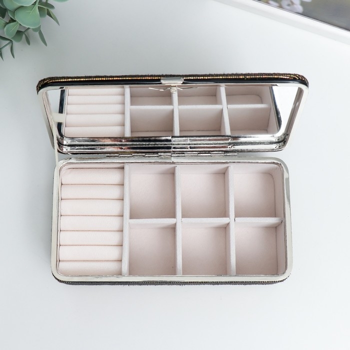 Шкатулка кожзам для украшений  Шкатулка кожзам для украшений "Мелкие квадратики. Шоколад" 6х9,8х18,5 см