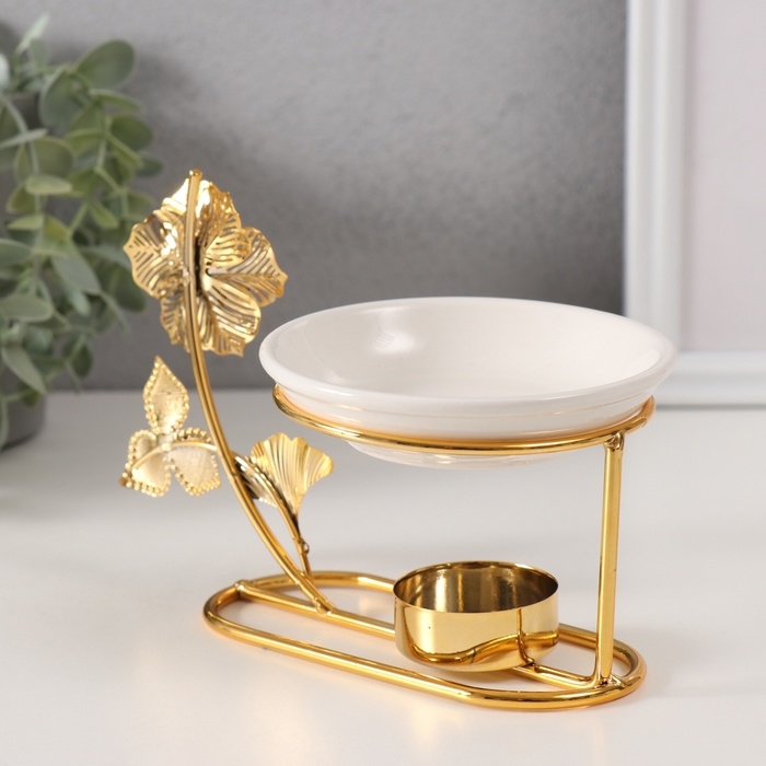 Аромалампа металл, керамика Аромалампа металл, керамика "Золотой цветок" 10х11,5х18 см