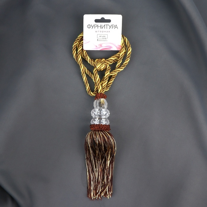 Кисть для штор «Три кристалла», 50 ± 1 см, цвет коричневый/золотой Кисть для штор «Три кристалла», 50 ± 1 см, цвет коричневый/золотой