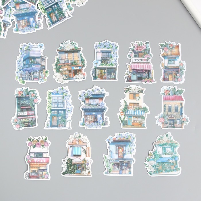 Наклейки для творчества Наклейки для творчества "Дома в цветах" 8х8 см набор 45 шт 0,5х14,5х9,4 см