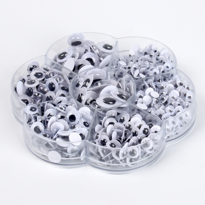 Набор самоклеящихся глазок для кукол и игрушек 4-12 мм, 700шт Набор самоклеящихся глазок для кукол и игрушек 4-12 мм, 700шт