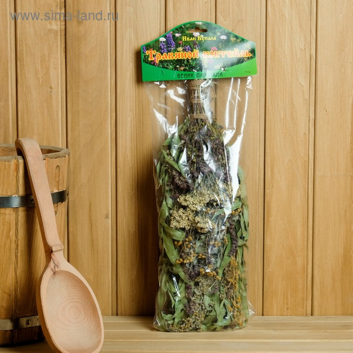 Веник для бани Веник для бани "Травяной коктейль" из букета различных трав, в индивидуальной упаковке