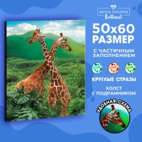 Алмазная мозаика с частичным заполнением на подрамнике «Жирафы», 50 x 60 см