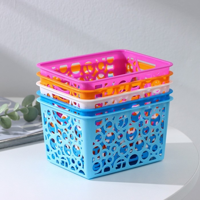 Корзина для хранения Доляна «Круги», пластик, 11,5×14×8 см, цвет МИКС Корзина для хранения Доляна «Круги», пластик, 11,5×14×8 см, цвет МИКС