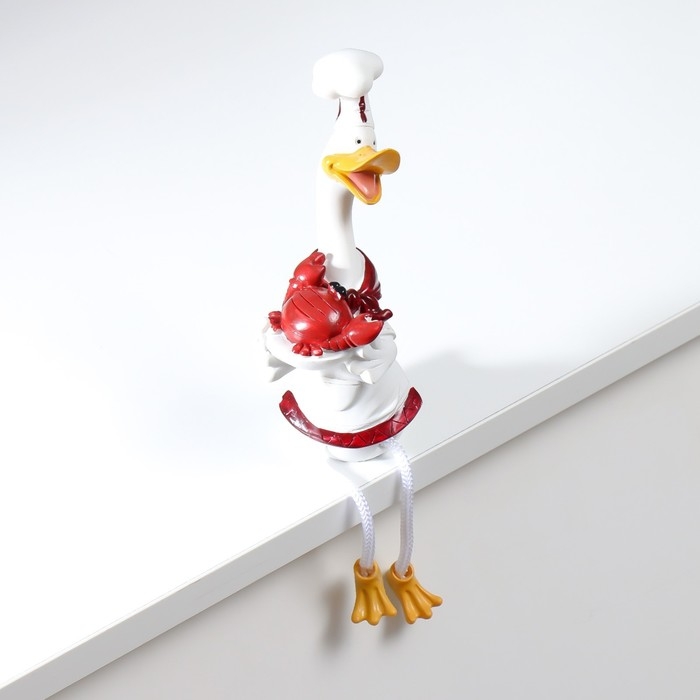 Сувенир полистоун "Гусь повар с морскими гадами" МИКС 6,5х8,5х26 см