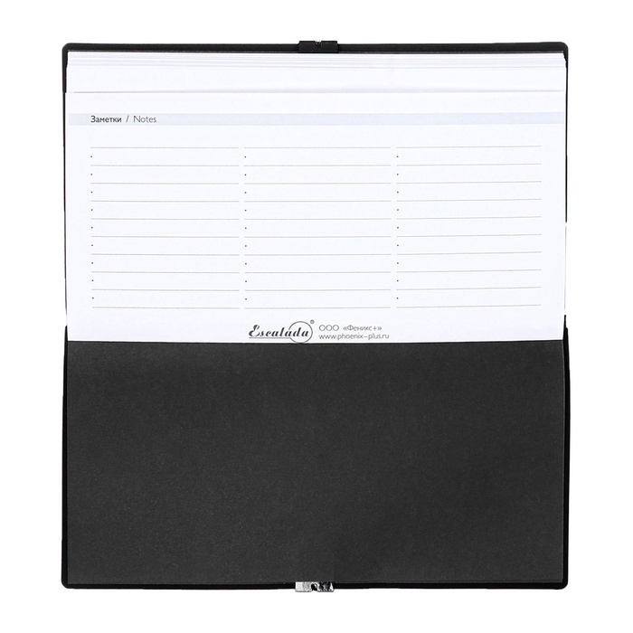 Еженедельник датир 2025г 175х95мм мягк обл иск кож 64л ESCALADA, бл тис, бл 70 г/м²,чёрный Еженедельник датир 2025г 175х95мм мягк обл иск кож 64л ESCALADA, бл тис, бл 70 г/м²,чёрный