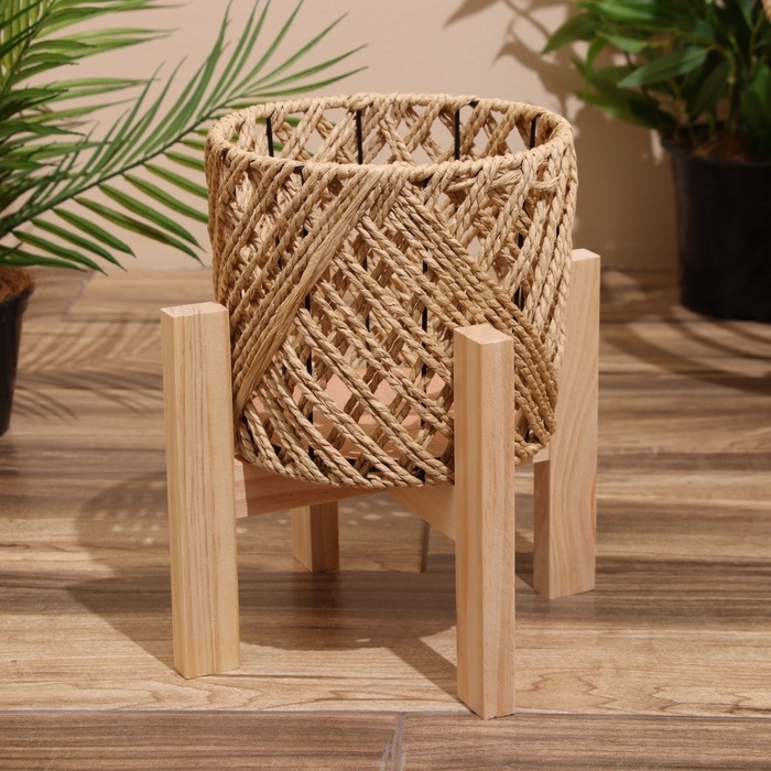 Набор плетёных кашпо, 3 шт 29х29х22 см, цв. светло-бежевый Набор плетёных кашпо, 3 шт 29х29х22 см, цв. светло-бежевый
