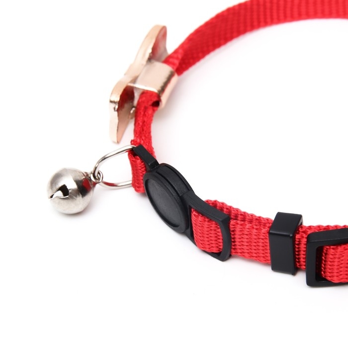 Ошейник кошачий Ошейник кошачий "Бантик" со стразами, 30 х 1 см, красный