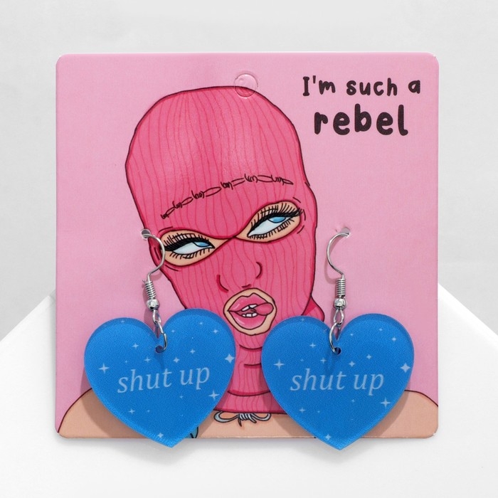 Серьги акрил Shut up, сердце, цвет бело-голубой Серьги акрил Shut up, сердце, цвет бело-голубой