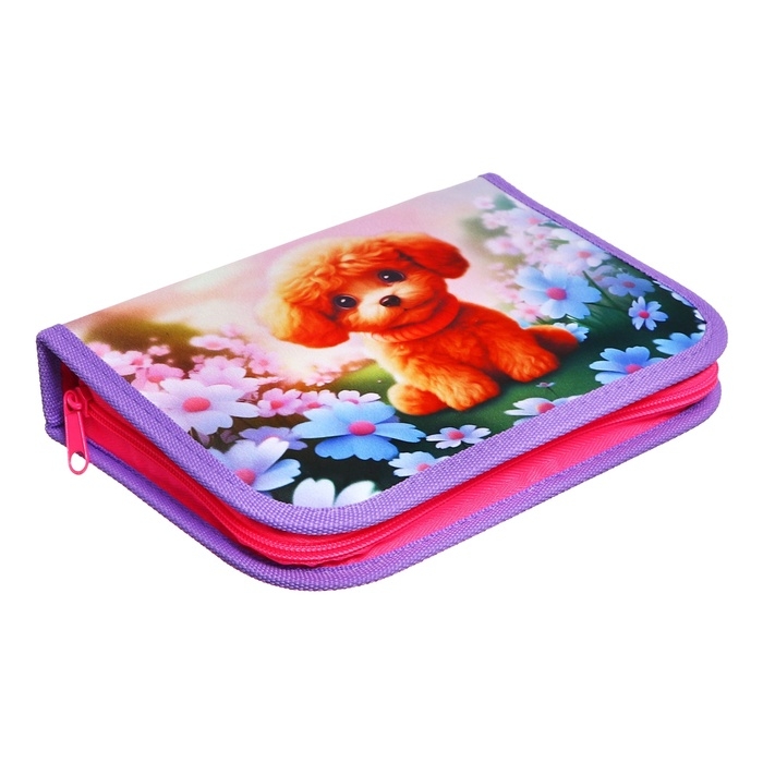 Пенал 3 секции, вкладка внутри, 140 х 210 х 40 мм, тканевый, Calligrata TOP Block Пенал 3 секции, вкладка внутри, 140 х 210 х 40 мм, тканевый, Calligrata TOP Block "Милый пушистик"