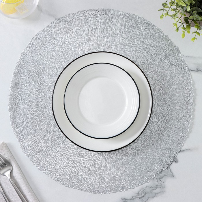 Салфетки сервировочные на стол Доляна «Соломка», d=38 см, 4 шт, цвет серебряный Салфетки сервировочные на стол Доляна «Соломка», d=38 см, 4 шт, цвет серебряный