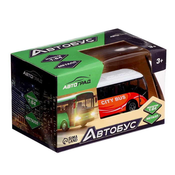 Автобус металлический «Междугородний», масштаб 1:64, цвет красный Автобус металлический «Междугородний», масштаб 1:64, цвет красный