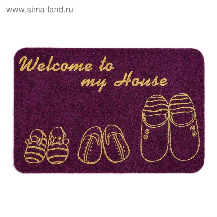 Коврик придверный грязезащитный Доляна &laquo;Тапочки&raquo;, влаговпитывающий, 35&times;58 см, цвет МИКС