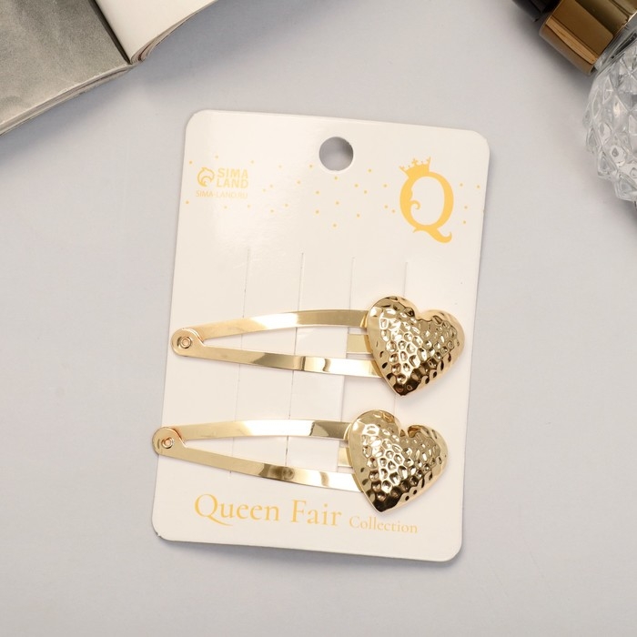 Невидимка для волос  Невидимка для волос "Аманда" (набор 2 шт) сердце, 6,5 см, золото