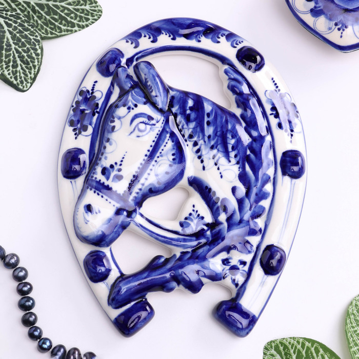 Подкова Подкова "Лошадь", гжель, фарфор, 22х16 см