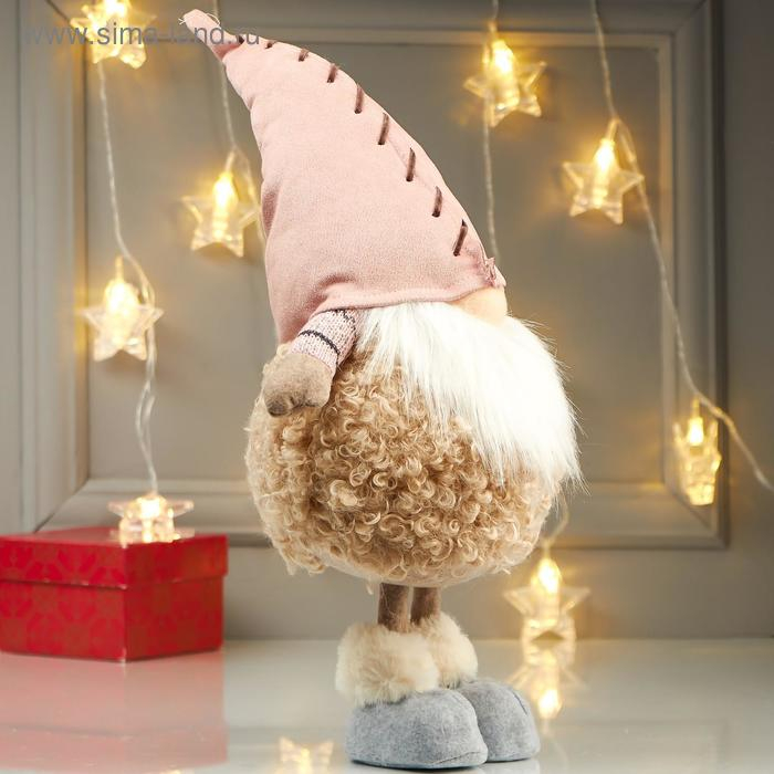 Кукла интерьерная Кукла интерьерная "Дедушка в меховой шубе и розовом колпаке" 48х16х21 см