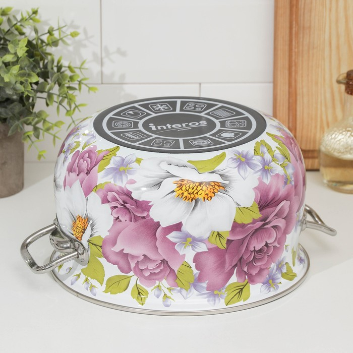 Кастрюля эмалированная «Пион», 5.1 л, стеклянная крышка, индукция Кастрюля эмалированная «Пион», 5.1 л, стеклянная крышка, индукция