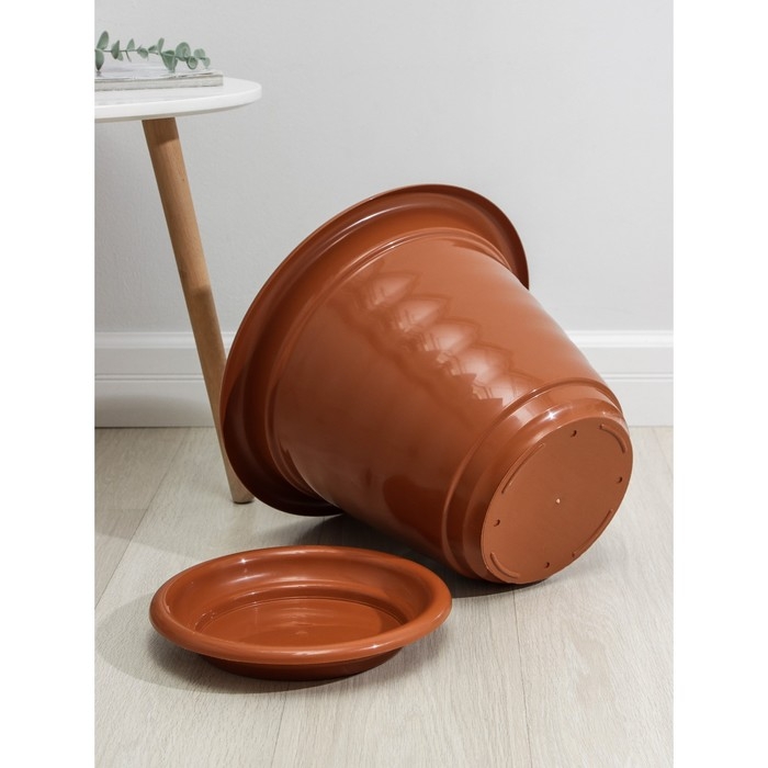 Горшок с поддоном «Виола», 16 л, цвет коричневый Горшок с поддоном «Виола», 16 л, цвет коричневый