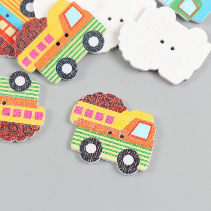 Пуговицы дерево для творчества 2 прокола Пуговицы дерево для творчества 2 прокола "Самосвал" набор 15 шт 3,2х2,7 см