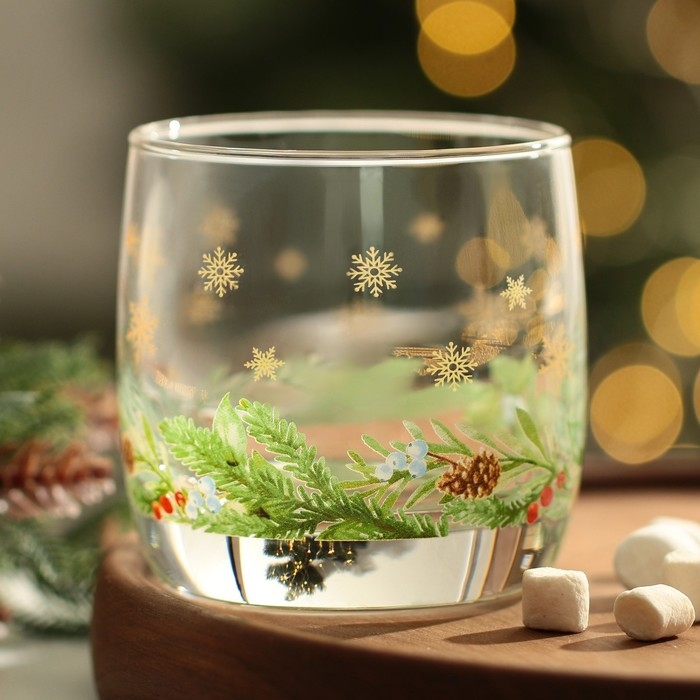 Новый год. Стакан стеклянный «Зимний букет», 310 мл Новый год. Стакан стеклянный «Зимний букет», 310 мл