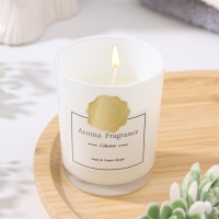 Свеча ароматическая "Aroma Candle",белый чай, белая, 5,5х6,5 см