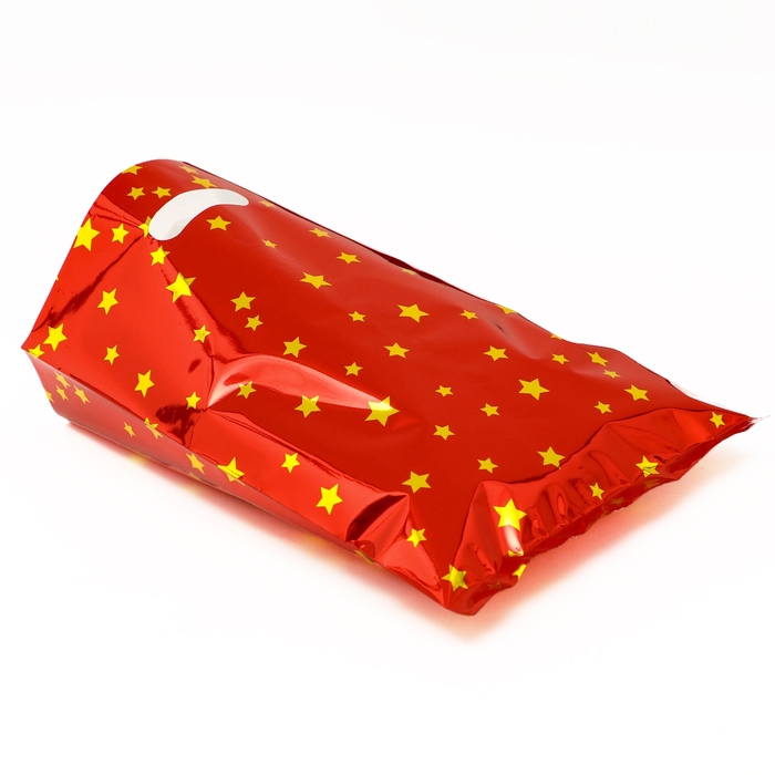 Набор подарочных пакетов, металлизированныей, "Звездочки" красный 17х25 см , 20 микрон 10шт набор