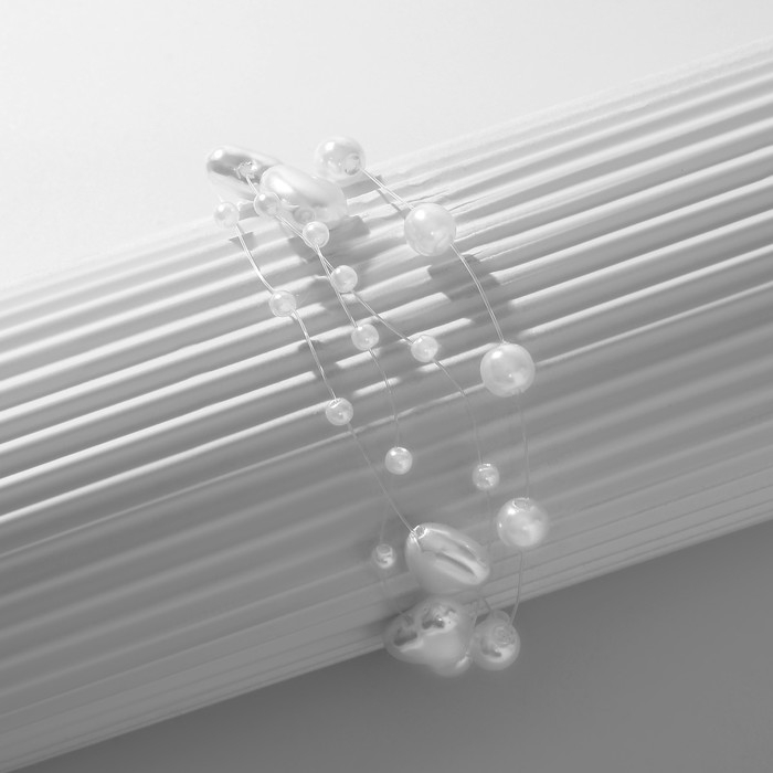 Браслет жемчуг «На леске» сердце, бусины №4, 6, цвет белый в серебре, 16 см Браслет жемчуг «На леске» сердце, бусины №4, 6, цвет белый в серебре, 16 см