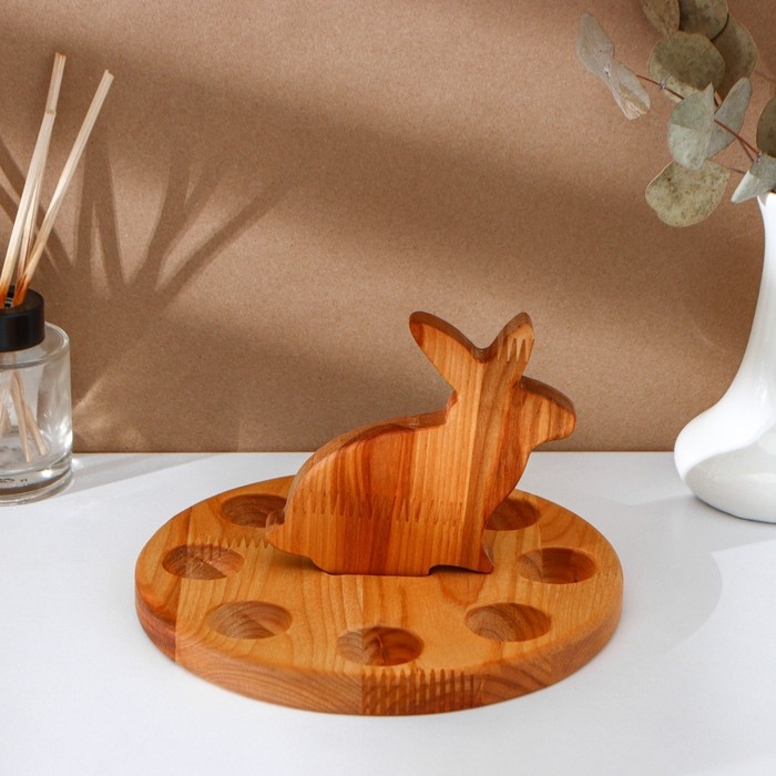 Пасхальный набор Adelica, менажница заяц, подставка для яиц 8 ячеек, d=20×1,8 см, термонаклейки 7 шт, берёза Пасхальный набор Adelica, менажница заяц, подставка для яиц 8 ячеек, d=20×1,8 см, термонаклейки 7 шт, берёза