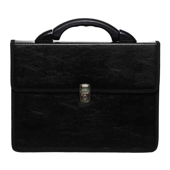 Портфель деловой 350 х 260 х 100 мм, 2 отделения, искусственная кожа, К 6С11, "Волхов", чёрный