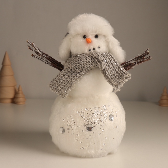 Декор  Декор "Снеговик в шапке-ушанке и шарфике" 16х13х24 см
